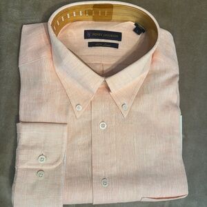 New Henry Jacobson, size Large,  salmon linen sport shirt
